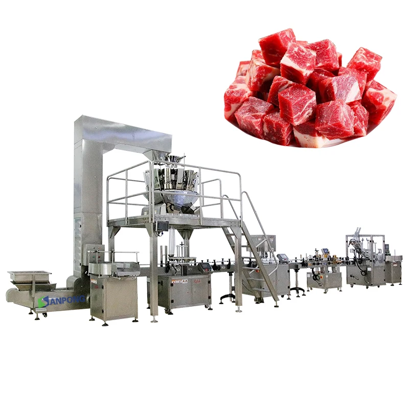 Factory customizable tin can beef seafood chicken automatic raw meat  weighing filling and packing machine wet food