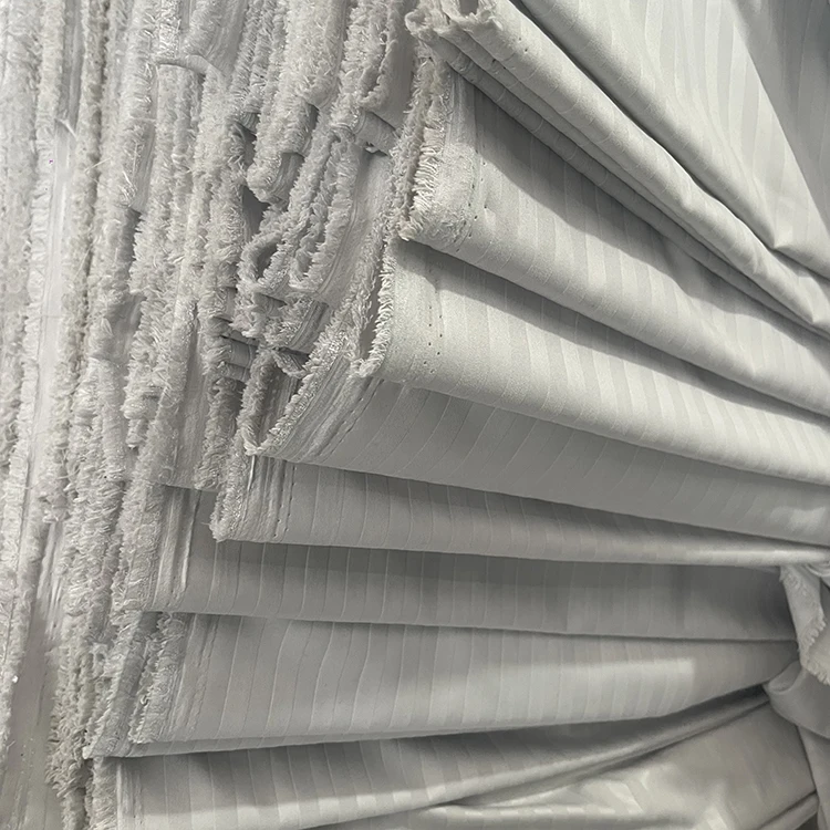 China high standard woven satin dyed stripe polyester microfiber hotel bedding fabric for Fitted Sheet