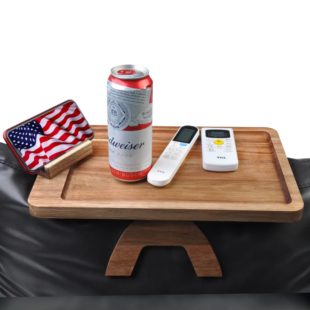 foldable wood adjustable tray table portable sofa tv phone holder food drink clip snack armrest couch cup holder sofa arm tray