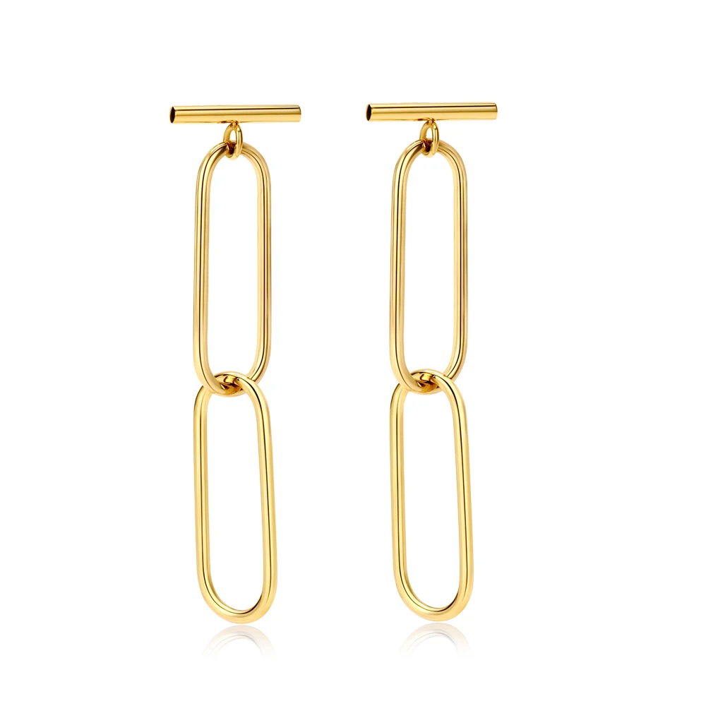 Customizable Stainless Steel Drop Earrings for Women Big Chain Post Earring Set for Wedding Parties Fashion Jewelry