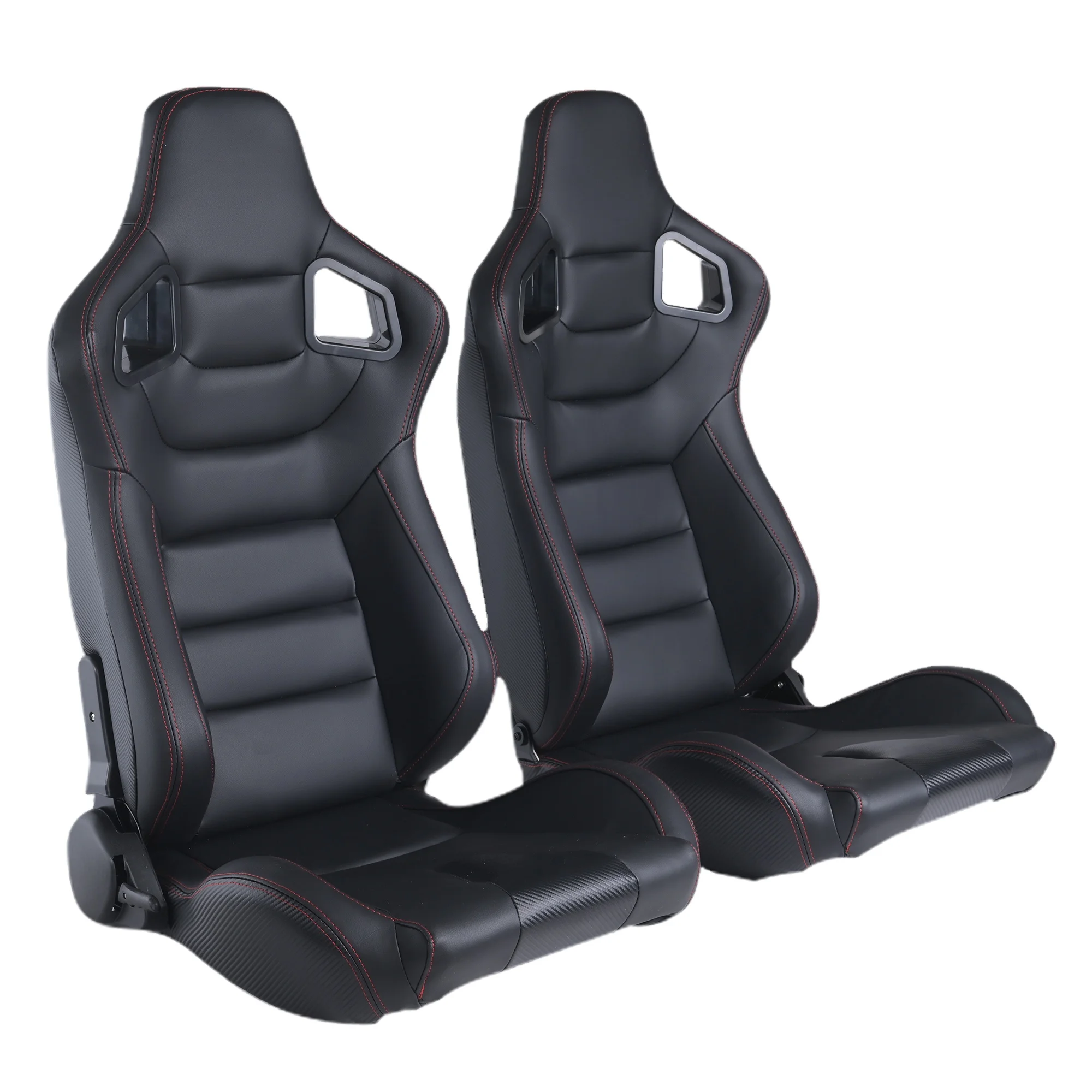 Black PVC Leather Carbon Look With Double Slider And Single Adjustor For Automobile Car Use Sports Racing Seat