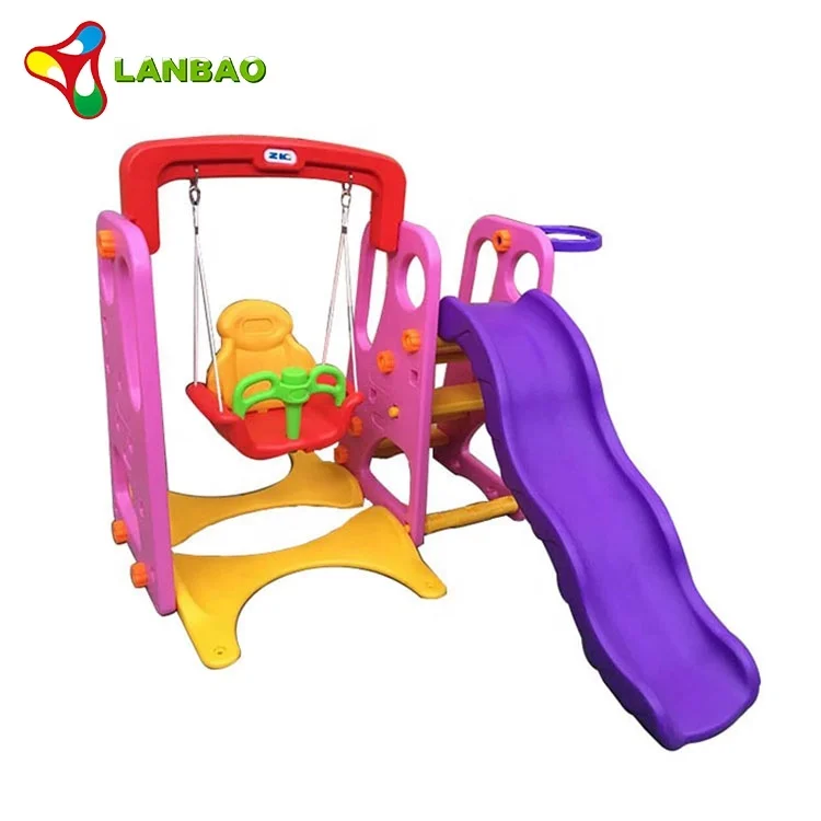Household combination slide and swing toys indoor kids plastic slide play set for preschool education