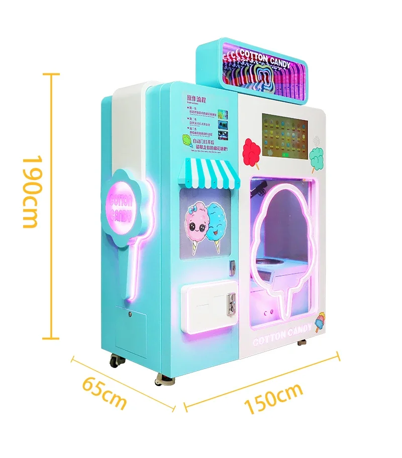 Professional Factory Commercial Fully Automatic Cotton Candy Vending Machine Intelligent Fairy Floss Machine