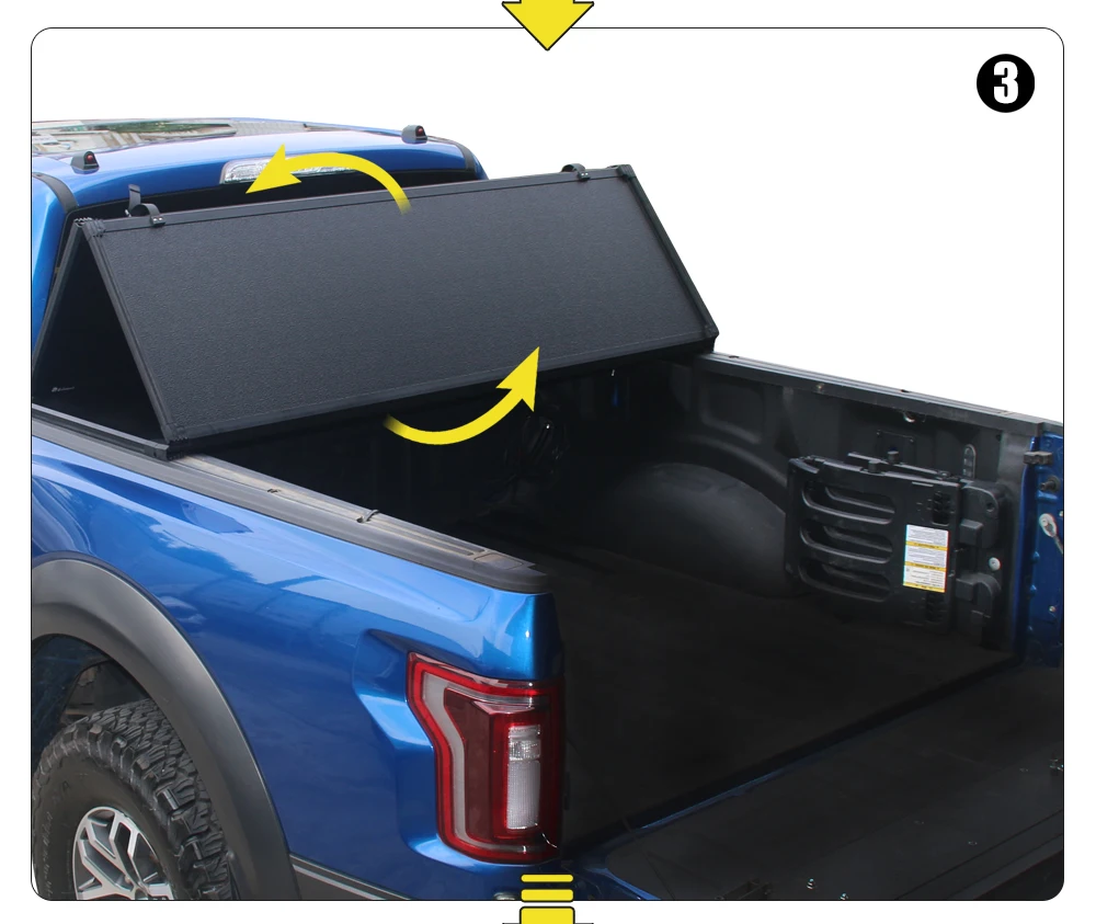 Truck Bed Cover Tri-fold Design Aluminum Alloy Tonneau Cover for Ford F150 F250 Cargo Pickup