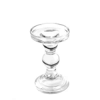 Glass Candle Holders for 3 inches Pillar Candle or 7/8 inch Taper Candle Clear Candlestick Holder for Wedding or Home Decoration
