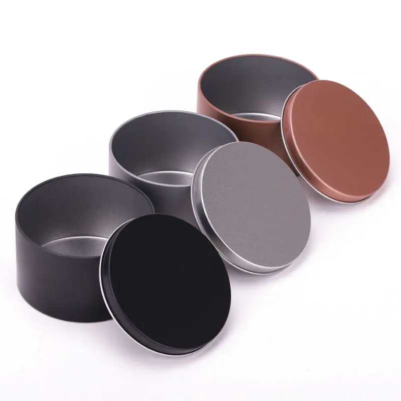 Customized Food Grade Candy Hair Removal Cream Wax Round Tinplate Can Candle Metal Jars Rose Gold 8Oz Tin Box With Clear Lids