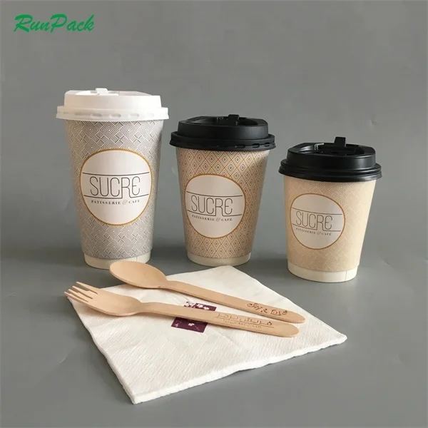 Disposable Colorful  Custom  Takeaway Double  wall Paper Coffee Cups wholesale low price eco-friendly