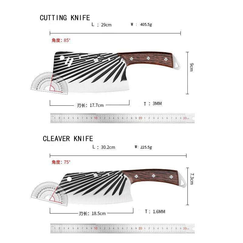 Yangjiang factory 7 inch cleaver knife/cutting knife 2pcs knife set easy to cut chicken duck fish