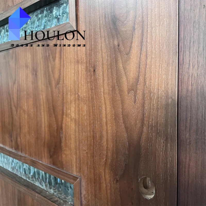 China Factory Price Modern Wood Doors Smart Lock System Designs Red Oak Entrance Front Door