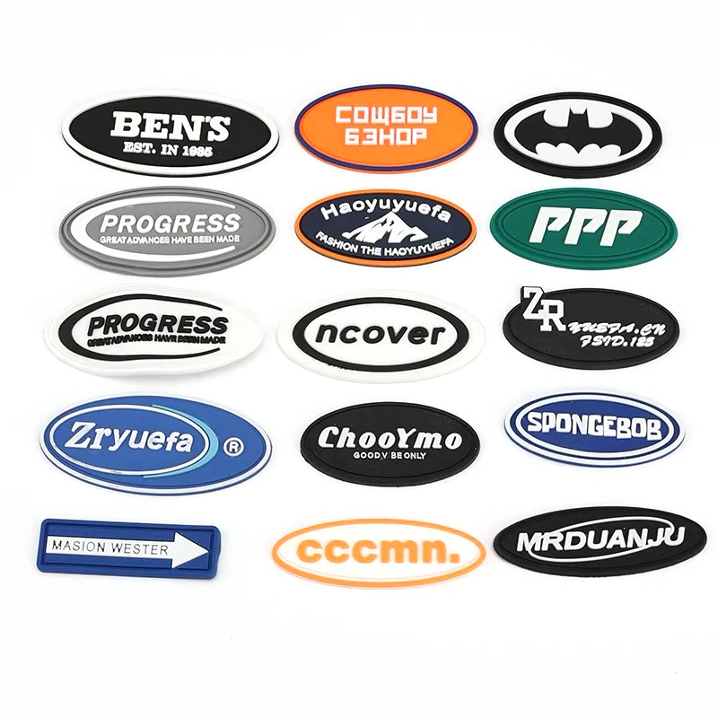 Rubber Patch Label Wholesale Design Black Rubber Patch Custom Embossed PVC Clothing Labels