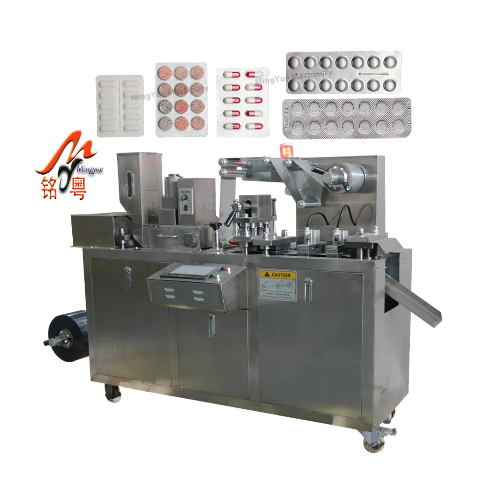 pharma automatic thermoforming making sealing double roll aluminum foil contenar tablet strip pack blister packing machine price