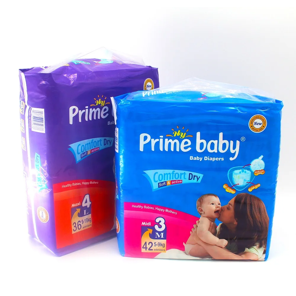 Factory brand wholesale and retail disposable Prime baby diaper L size PE backsheet PP tape Fluff pulp pad diapers