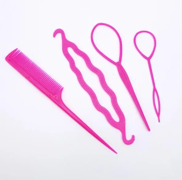 4pcs/set Women Girls Fast Easy Magic Bun Princess Hairstyle Popular Hair Artifact Tool Hair Braider Maker Styling Tool
