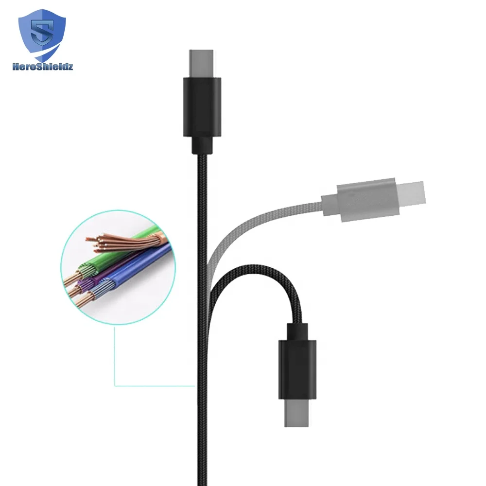 China Factory USB Charger Cable For Samsung Galaxy S8 Plus,2M/6.6FT Strong Nylon Braided Material Type-C Cable Black