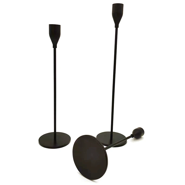 Nordic Home Decorative Multiple Black Metallic Iron Gold Taper Metal Candlestick Holder