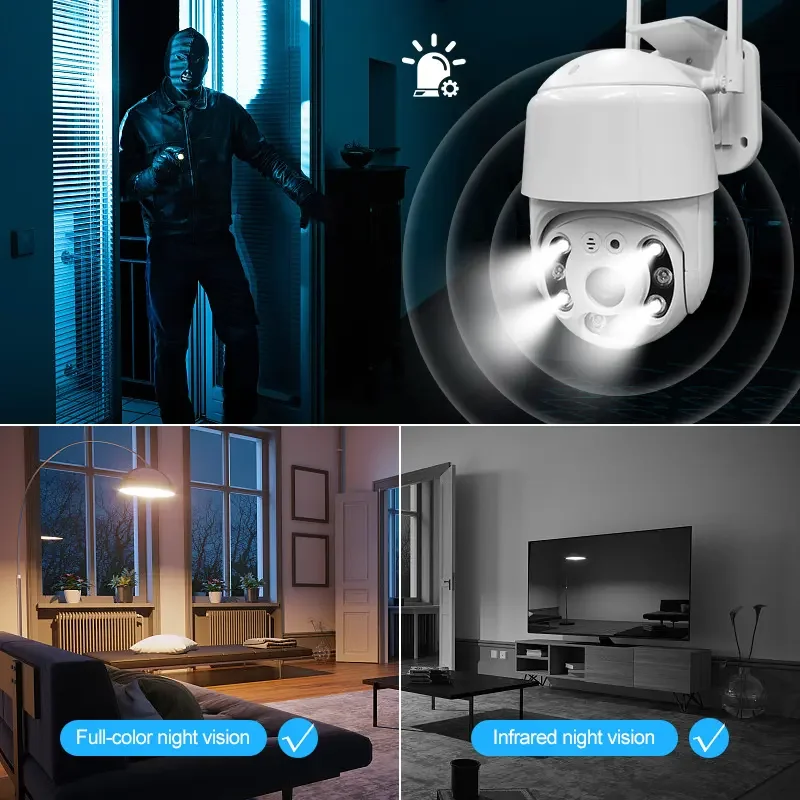2023 New Wifi 3MP Two-way Audio Waterproof Camera auto motion tracking IP Camera with night vision camera