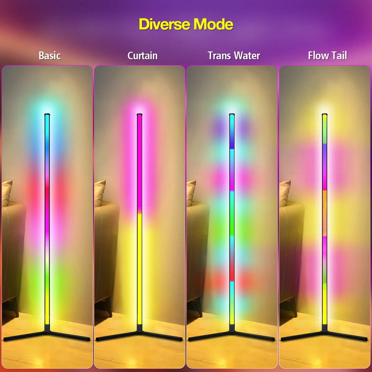 Новая стоячая лампа RGB светодиодная регулируемая высота тусклый светодиодный Современный напольный светильник с дистанционным