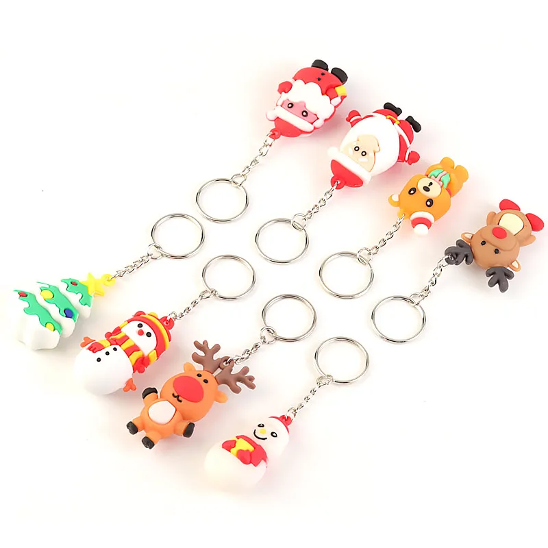 Креативные подвески из ПВХ, модный силиконовый кулон, Рождественский Санта-Клаус, снеговик, деревья, брелки для ключей, подарок на вечеринку, брелки
