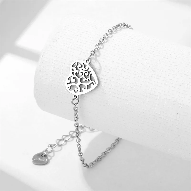 Trend Titanium Stainless Steel Elegant Delicate Heart Bracelet Women Jewelry Wedding Party Premium Gifts