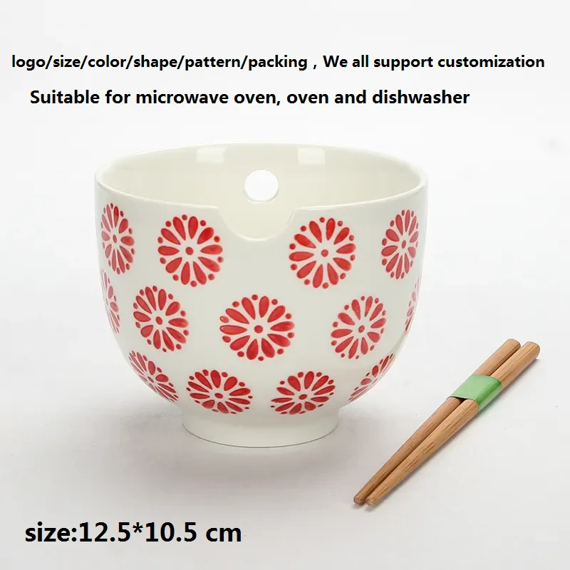 Portable Dinnerware Japanese Ceramic Ramen Bowls Set Ramen Noodle Bowl With Chopsticks Microwave Available