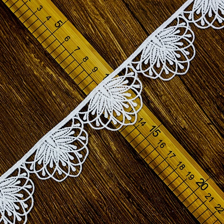 Eco-friendly Water Soluble Milky Polyester Lace Trim For Diy