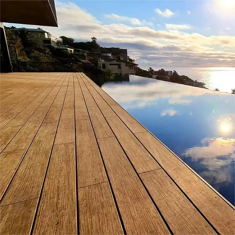 Anti Slip Waterproof Terrace Decking Wood Grain Embossing Outdoor bamboo Flooring Wood Composite Decking