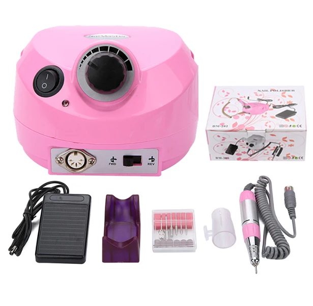 
2021 Custom Acrylic File Drill Manicure Pedicure Bits Set Pink Professional Rechargable Portable Electric Nail Drill Machine 