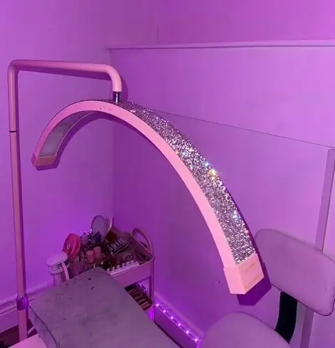 FOSOTO 28Inch Stand Light Led Half-Moon Lamp Crystal EyeLash Light Lash Lamp For Eyelashes Lashes Brown Tattoo Spa Lighting