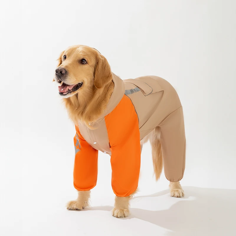 Fast Shipping Wholesale Manufacturer Blue Taffeta PVC Waterproof Pet Clothes 4-legged Dog Jumpsuit Raincoats for Large Breed