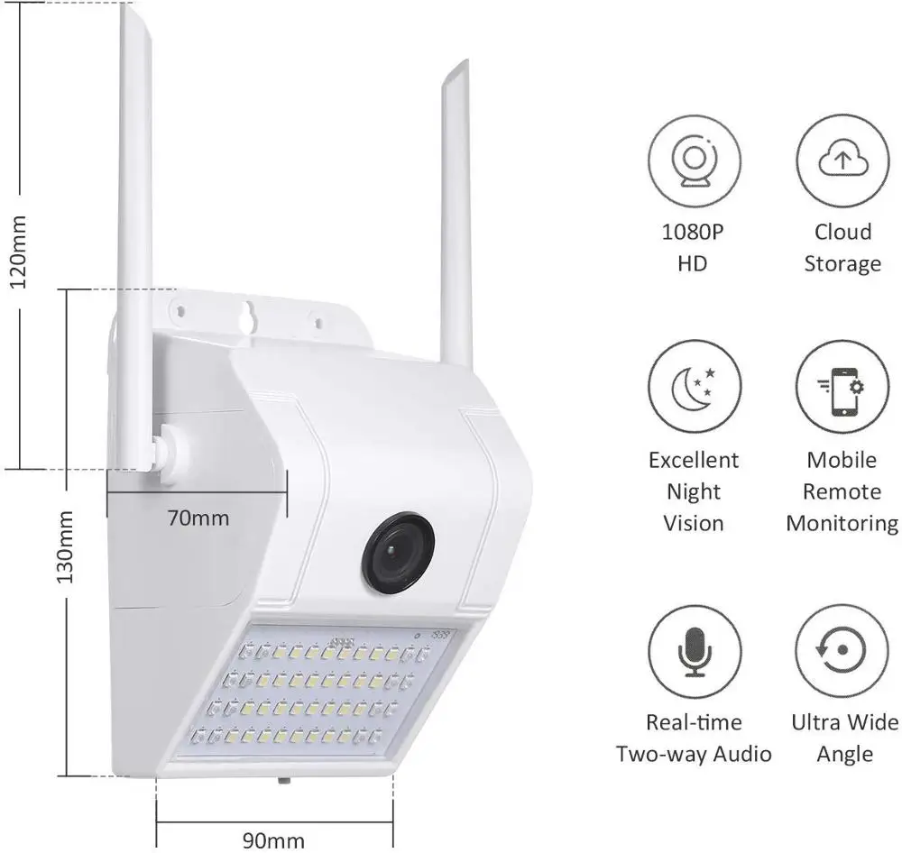 
1080P Multifunctional WIFI Wireless with PIR Motion Detection Sensor IP65 Outdoor Wall Light Webcam safety Camera 