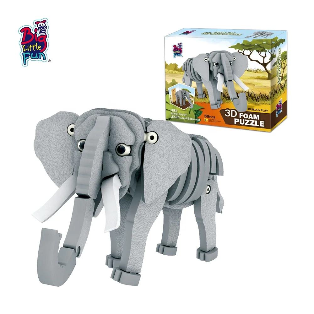 Realistic zoo animals elephant puzzle 3d craft foam sheets  stem toys educational