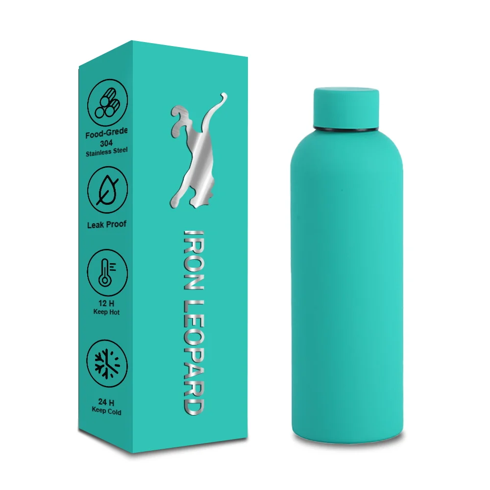 500ml Double-Walled Stainless Steel Sports Bottle with Rubber Paint  - Small Mouth Water Flask for Outdoor Activities
