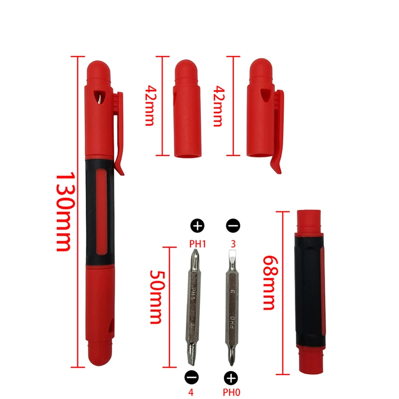 Mini Pen Screwdriver Slotted 3mm 4mm Phillips PH0 PH1 Screwdriver with Magnetic Pocket Tool DIY Hand Tools