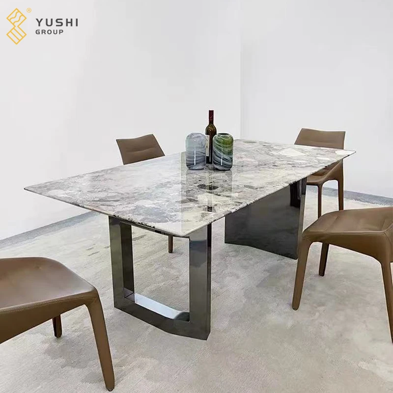 Yushi Group  New Contemporary Furniture Dinning Table Oreo grey Marble Dining Table