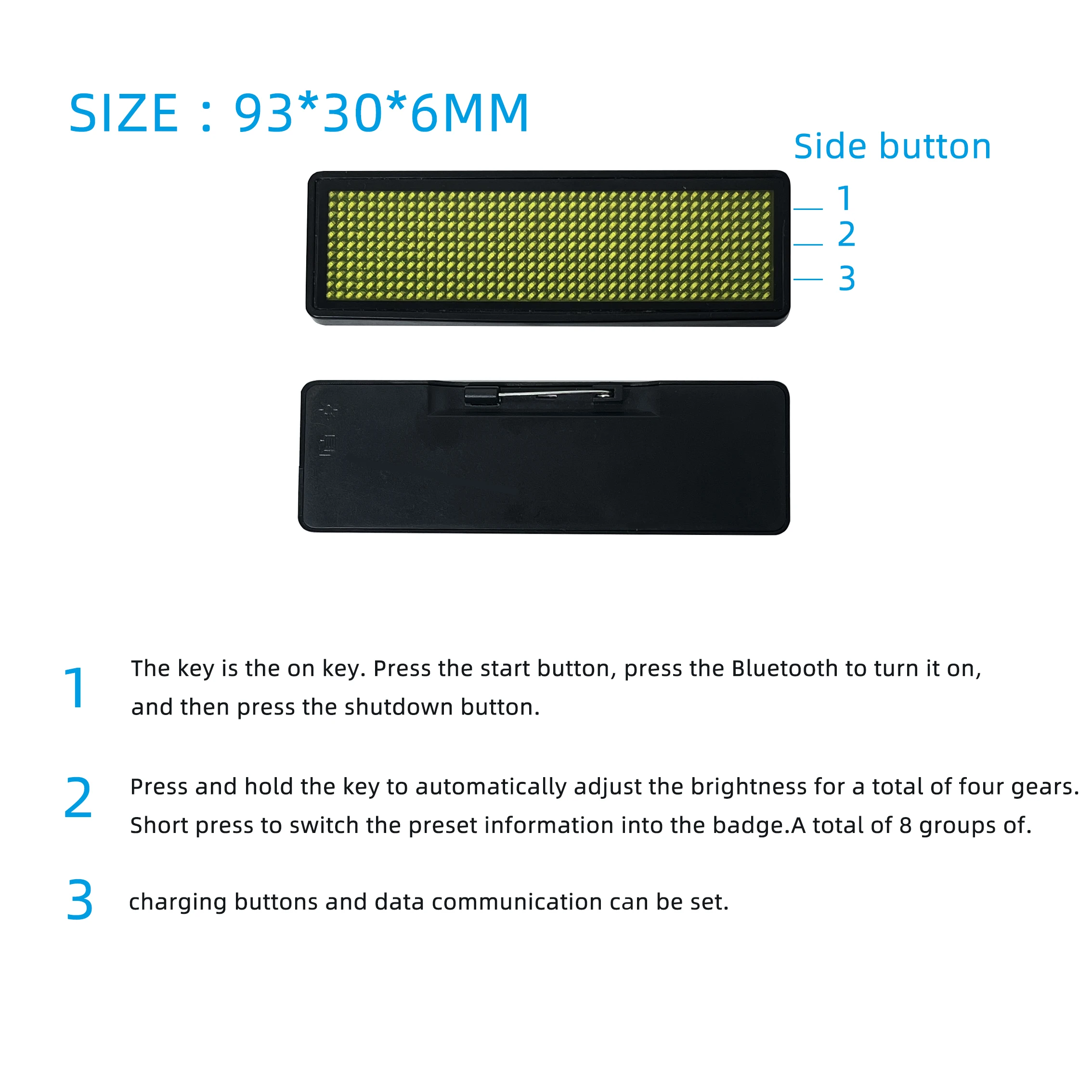 Wearable LED Name Plate Board Activity Information Employee Name Display Electronic LED Flash Badge