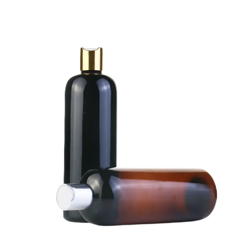 PET Plastic Lotion Bottles 200ML 250ML 300ML 500ML Black Cosmetic Body Wash Shampoo Shower Gel Refillable Bottle with Disc Cap