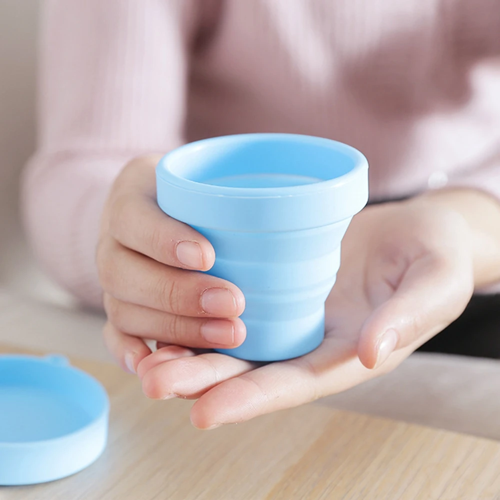Portable Solid Color Silicone Water Cups Folding Gargle Cup for Outdoor Drinkware Tools Teacup Coffee Cups Travel Accessories