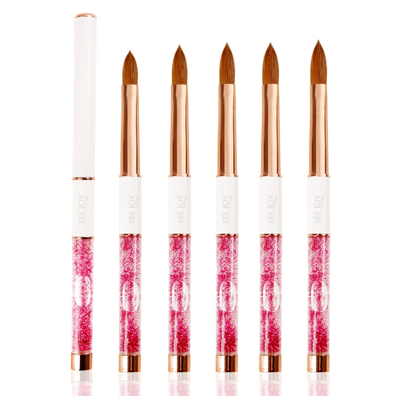 Полноразмерные кисти для дизайна ногтей с пользовательским логотипом 100% Kolinsky, акриловая кисть для дизайна ногтей