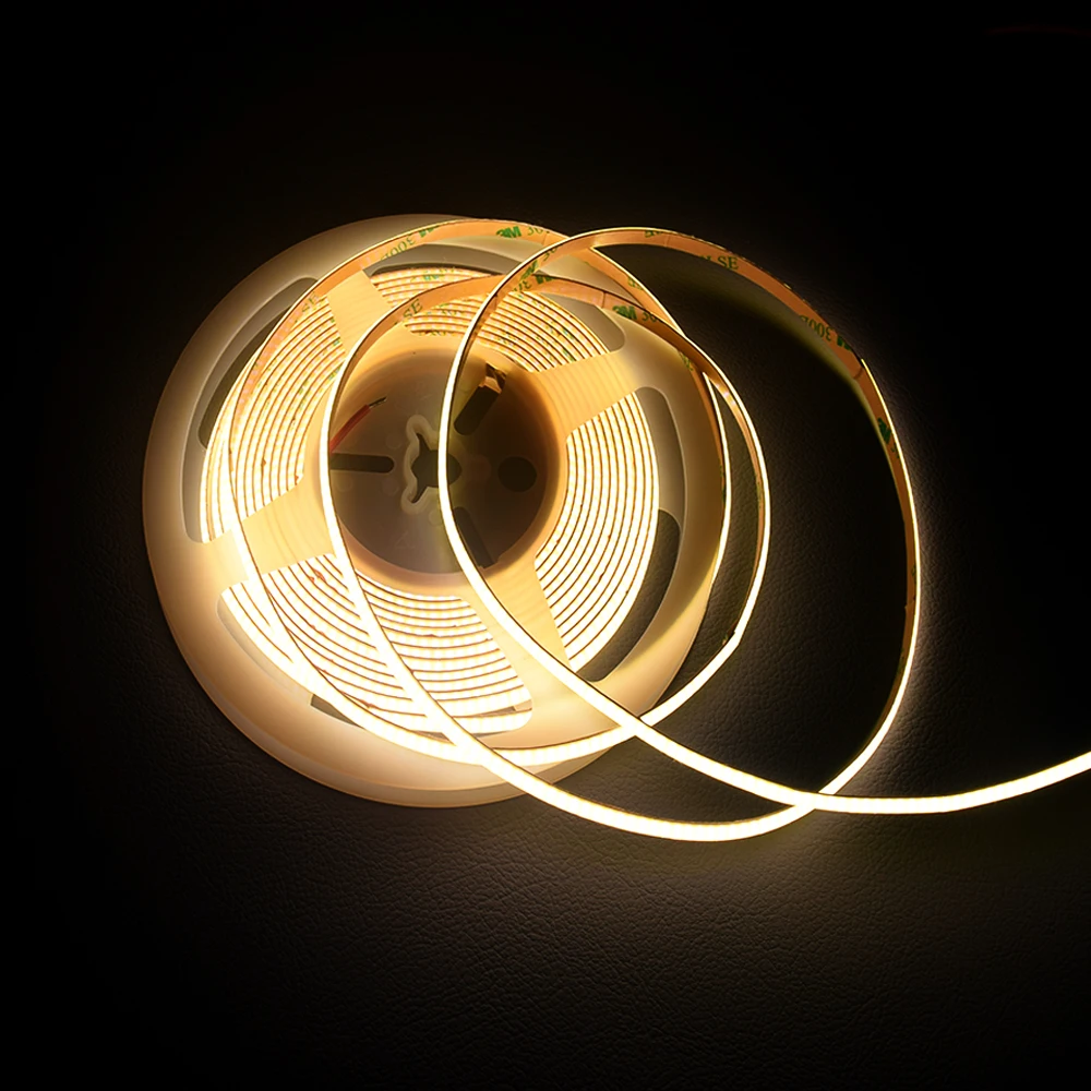 Free Cutting 400 leds Ultra Thin 12V 24V RA>90 High CRI LED Tape Light Cuttable Flexible 16.4FT Super Bright 5mm COB Strip light