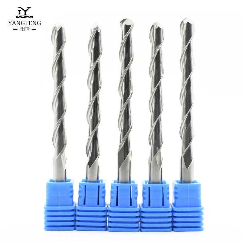 Custom In stock CNC ball Nose bits Carbide two flutes ball nose end mills for wood Ball nose engraving tools