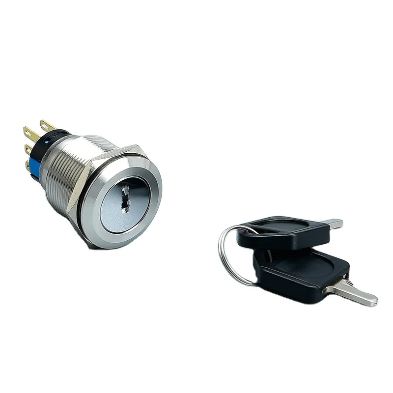 SHENGLEI 22mm 3 Position Key Metal Waterproof 2NO 2NC Key lock Metal button switch