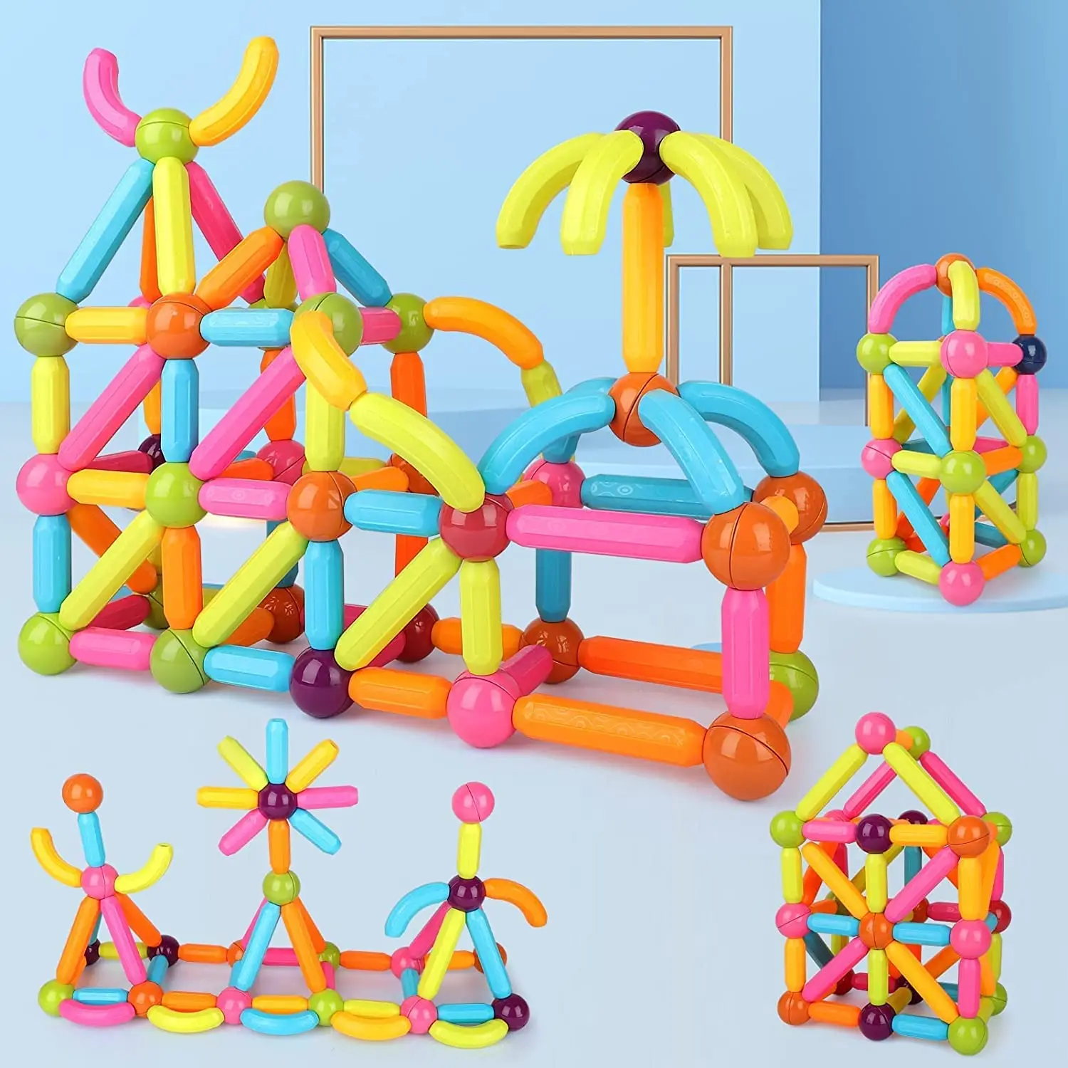 educational toy Variety magnetic building blocks toys 64 pcs magnetic building stick magnetic balls toys