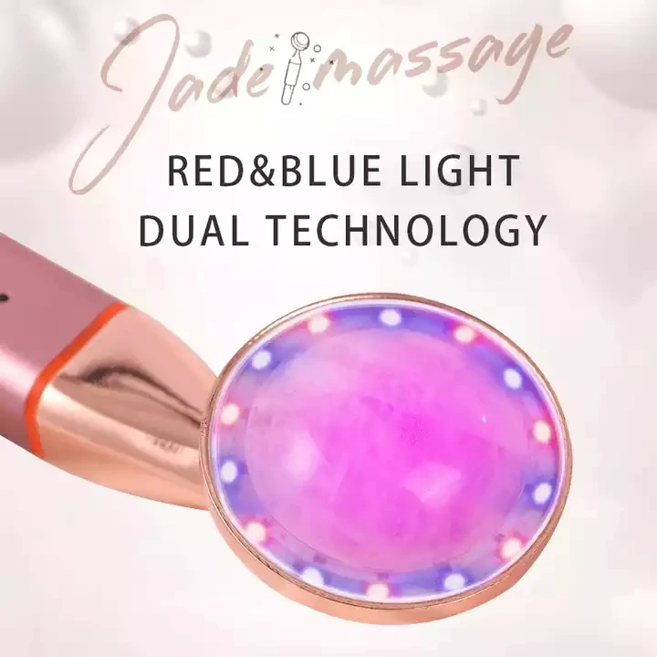 24k Gold Energy Beauty Bar LED Rose Quartz Facial Jade Roller Electric Vibrating Massage For Double Chin Reduce Face Lifting