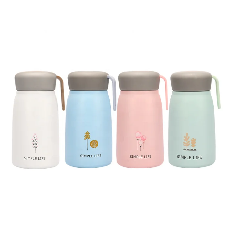 Best Selling Products Creative Cartoon 320ml Insulation Vacuum Flask 304 Stainless Steel Children Water Bottle With Handle Lid