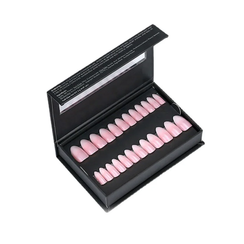 Luxurious Pink Rectangle Magnetic False Press on Nail Packaging Box with UV Coating Matt Lamination Embossing Window Display