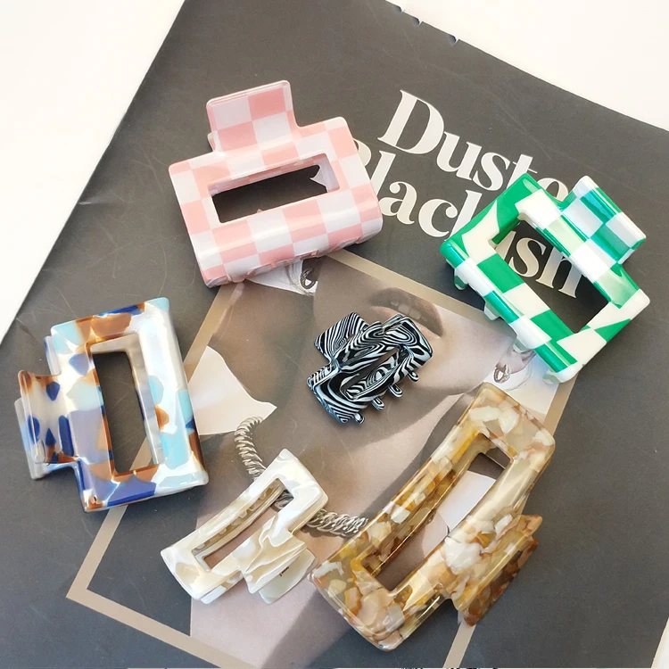 CANYUAN Industry and trade integrated exquisite square hollow acetate hair claws personalized custom size claw clip