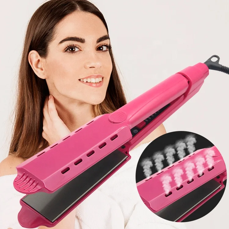 ihongSen Professional Portable Private Label Led Titanium Plate 450 Degree Pink Flat Iron Electric Steam Hair Straightener