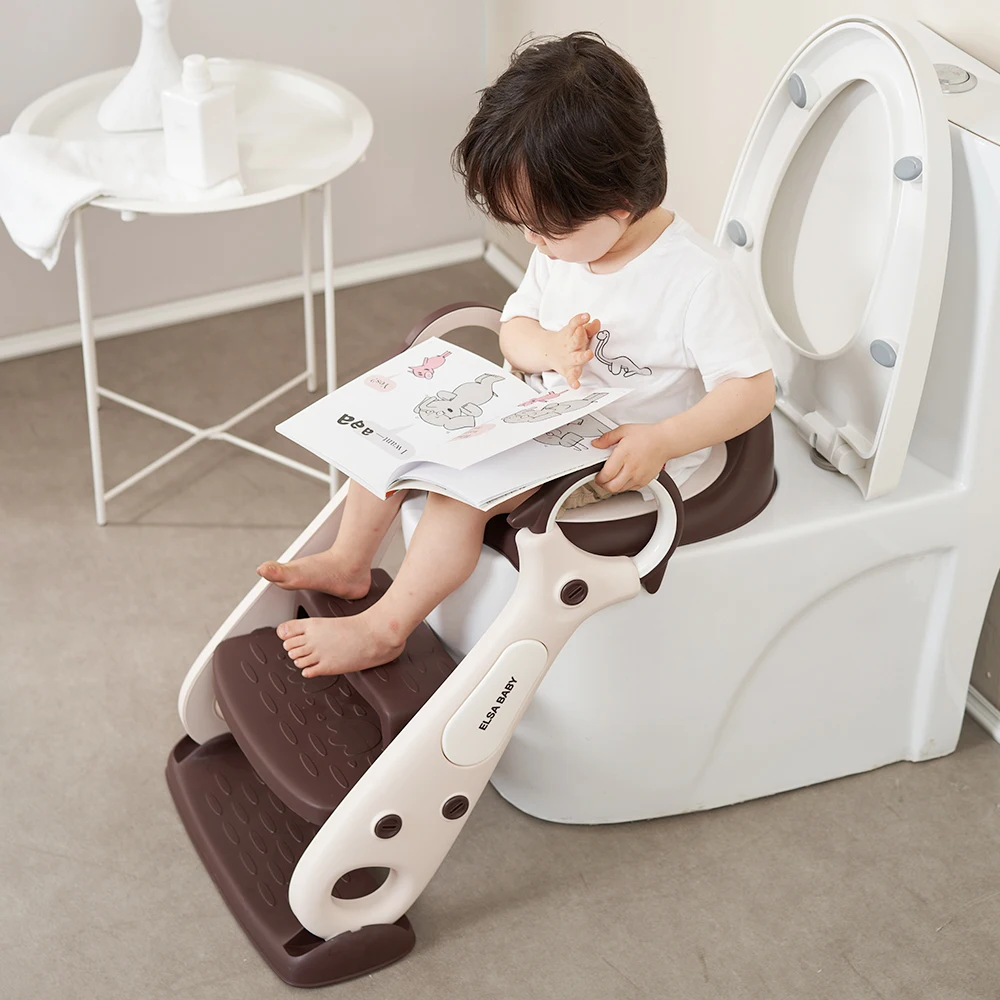 2021 new design baby training seat with step stool ladder potty training seat chair penguin shape