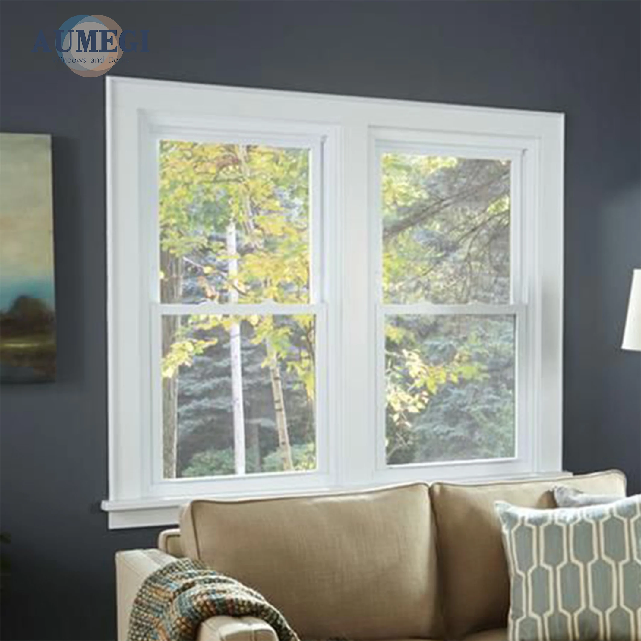 Aumegi Soundproof Broken Bridge Aluminum Top-Hung Window Australia Standard Single Hung Window