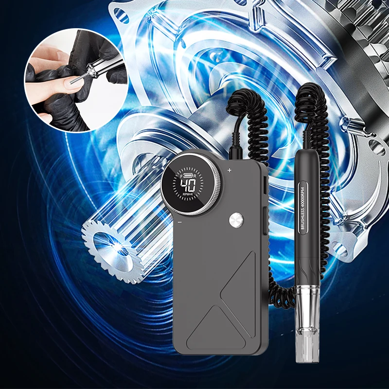 Portable Nail Drill Handpiece Brushless Strong Manicure Polishing Pedicure Custom Efile 40000RPM Profesional Electric Nail Drill